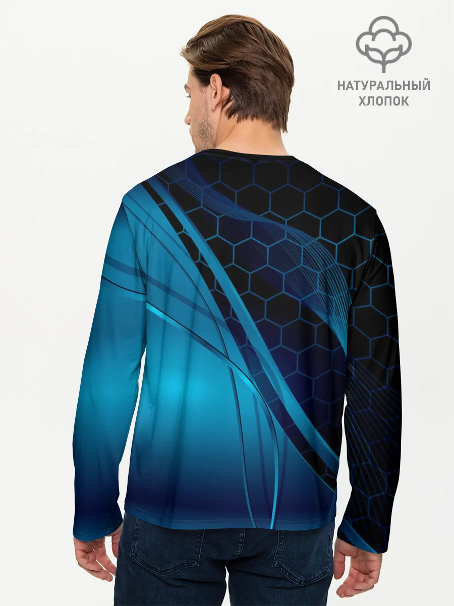 Мужской лонгслив базовый / ABSTRACT BLUE