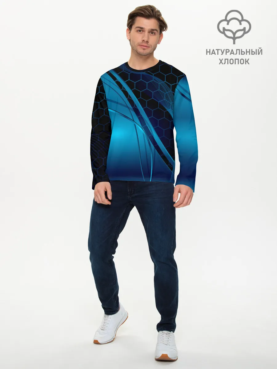 Мужской лонгслив базовый / ABSTRACT BLUE
