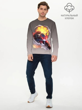 Мужской лонгслив базовый / Чуя Накахара на мотоцикле взрыв