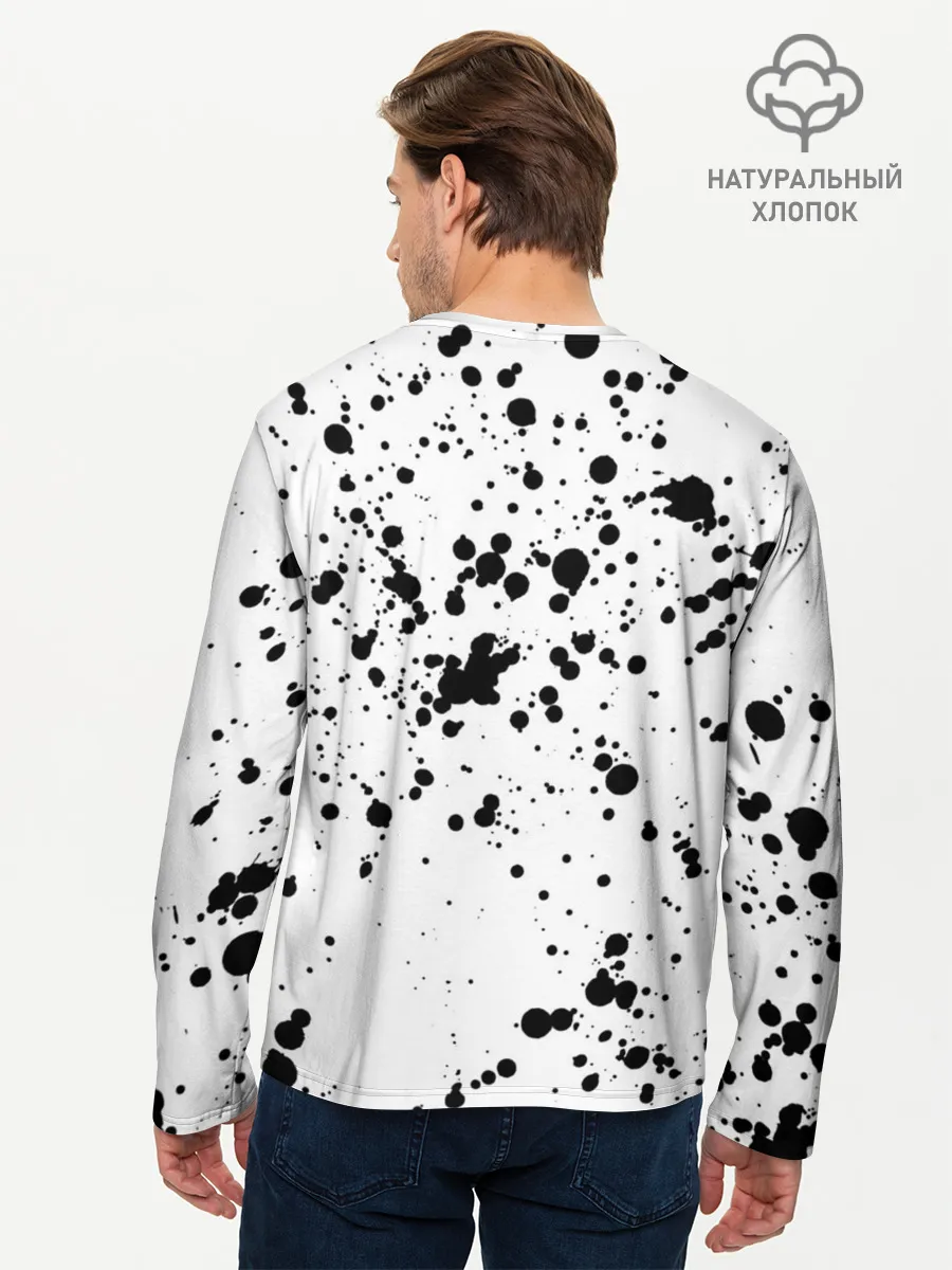 Мужской лонгслив базовый / Далматинец - брызги чёрными пятнами