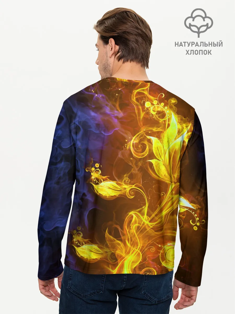 Мужской лонгслив базовый / Огненный цветок