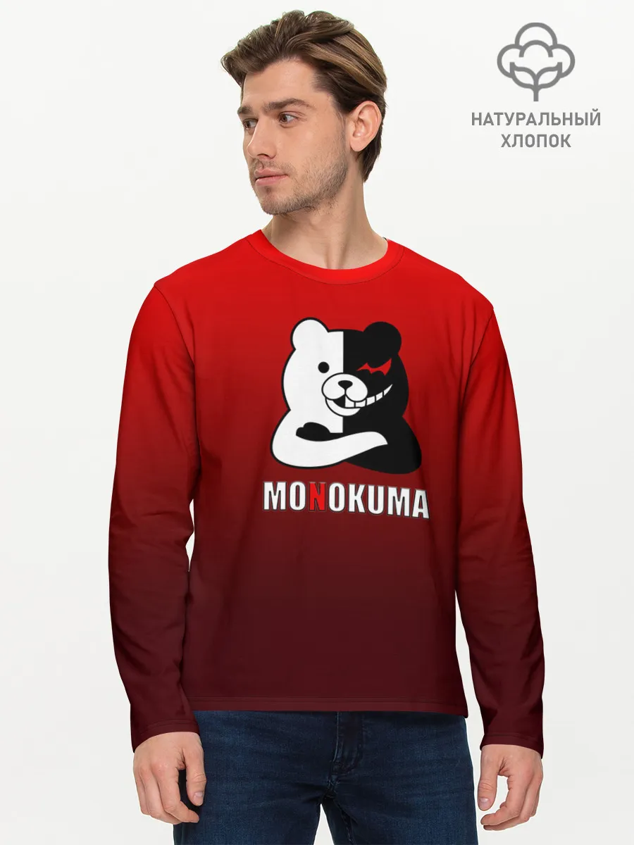 Мужской лонгслив базовый / monokuma на красном градиенте