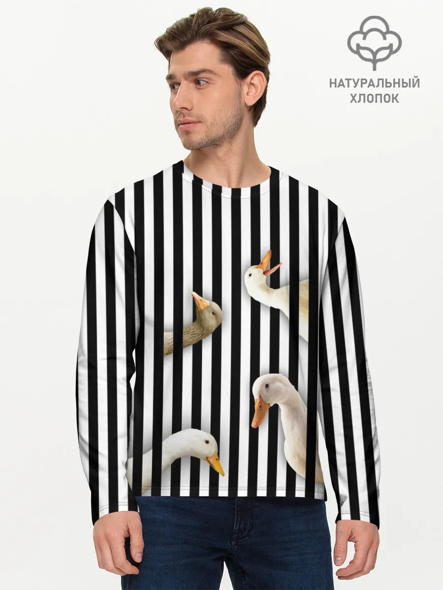 Мужской лонгслив базовый / Гуси