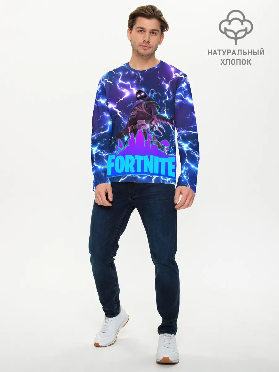 Мужской лонгслив базовый / Фортнайт | Молнии