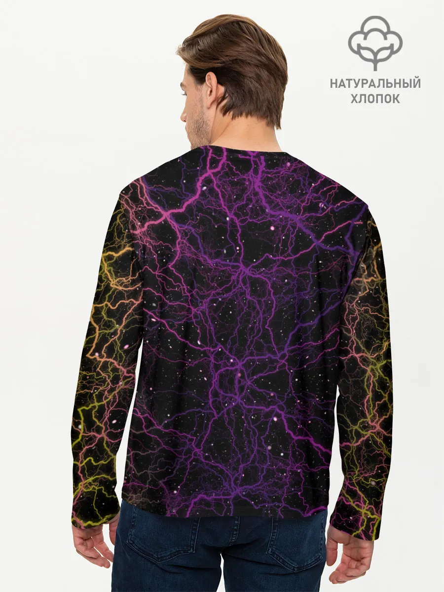 Мужской лонгслив базовый / Цветные молнии Пикачу