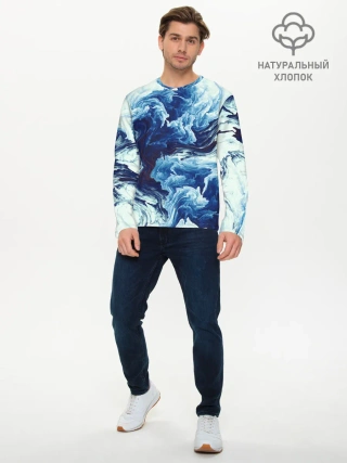 Мужской лонгслив базовый / Абстракция смешивание разводы