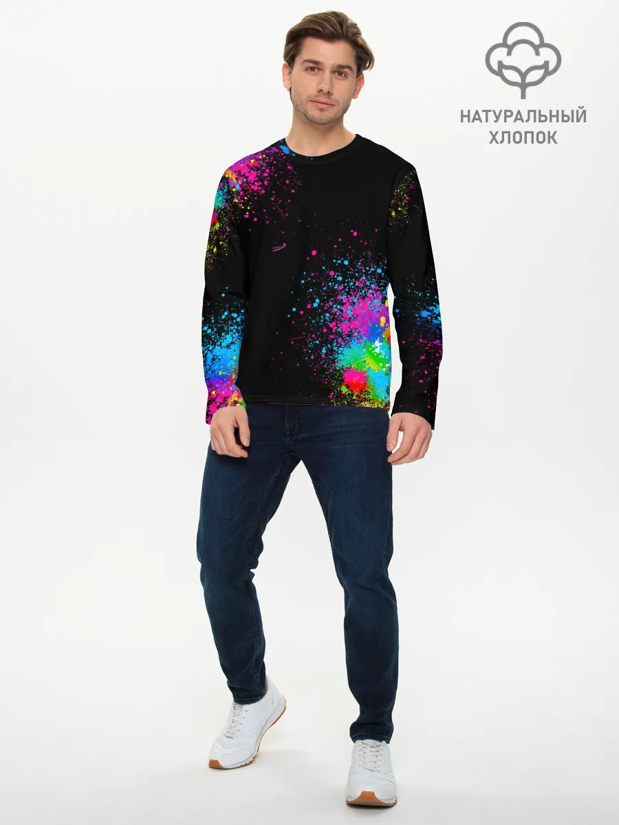 Мужской лонгслив базовый / Брызги красок