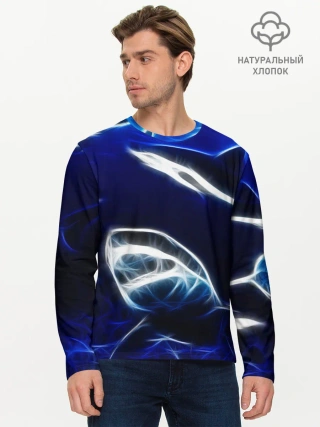 Мужской лонгслив базовый / ДЕЛЬФИН В МОРЕ.