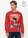 Мужской лонгслив базовый / Monkey D. Luffy на красном