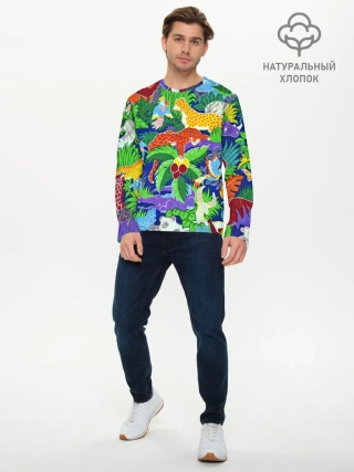 Мужской лонгслив базовый / Текстура Холст | Сафари