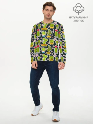 Мужской лонгслив базовый / Кактусы