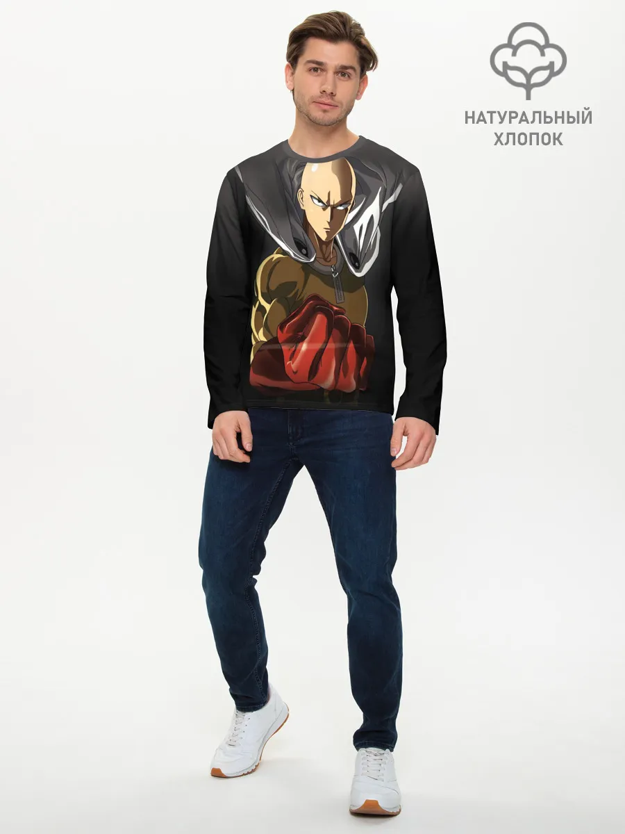 Мужской лонгслив базовый / ярость Сайтамы
