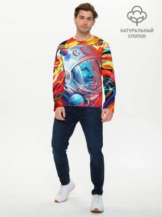 Мужской лонгслив базовый / Юрий Гагарин | Всплеск Цветов