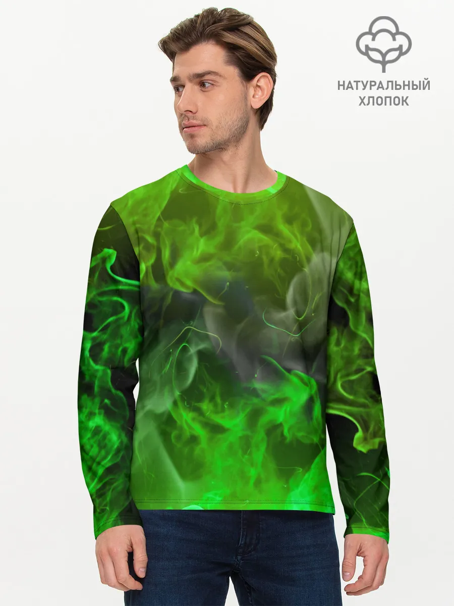 Мужской лонгслив базовый / ЗЕЛЁНЫЙ ОГОНЬ