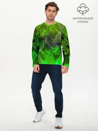 Мужской лонгслив базовый / ЗЕЛЁНЫЙ ОГОНЬ