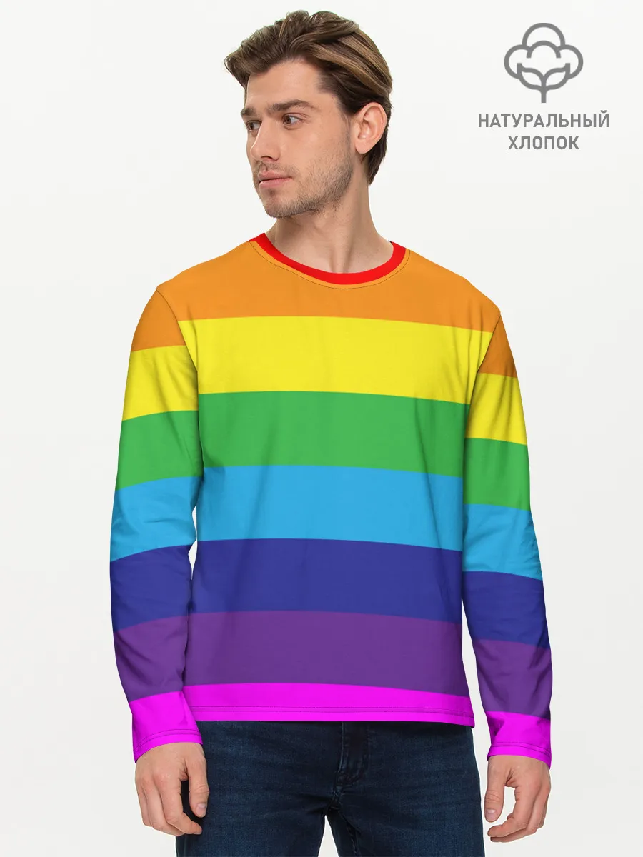 Мужской лонгслив базовый / ЦВЕТНЫЕ ЛИНИИ
