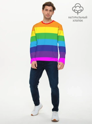 Мужской лонгслив базовый / ЦВЕТНЫЕ ЛИНИИ