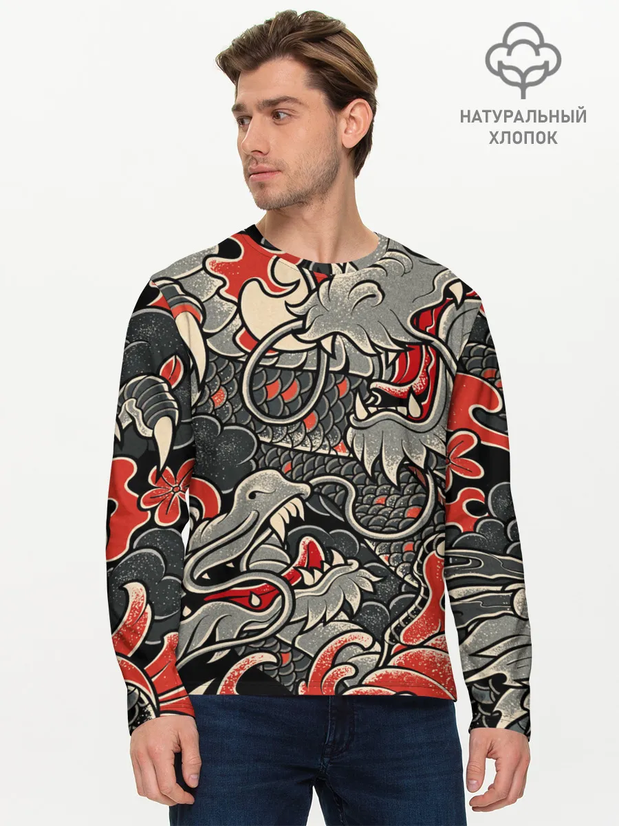 Мужской лонгслив базовый / Dsquared tatoo DRAGON