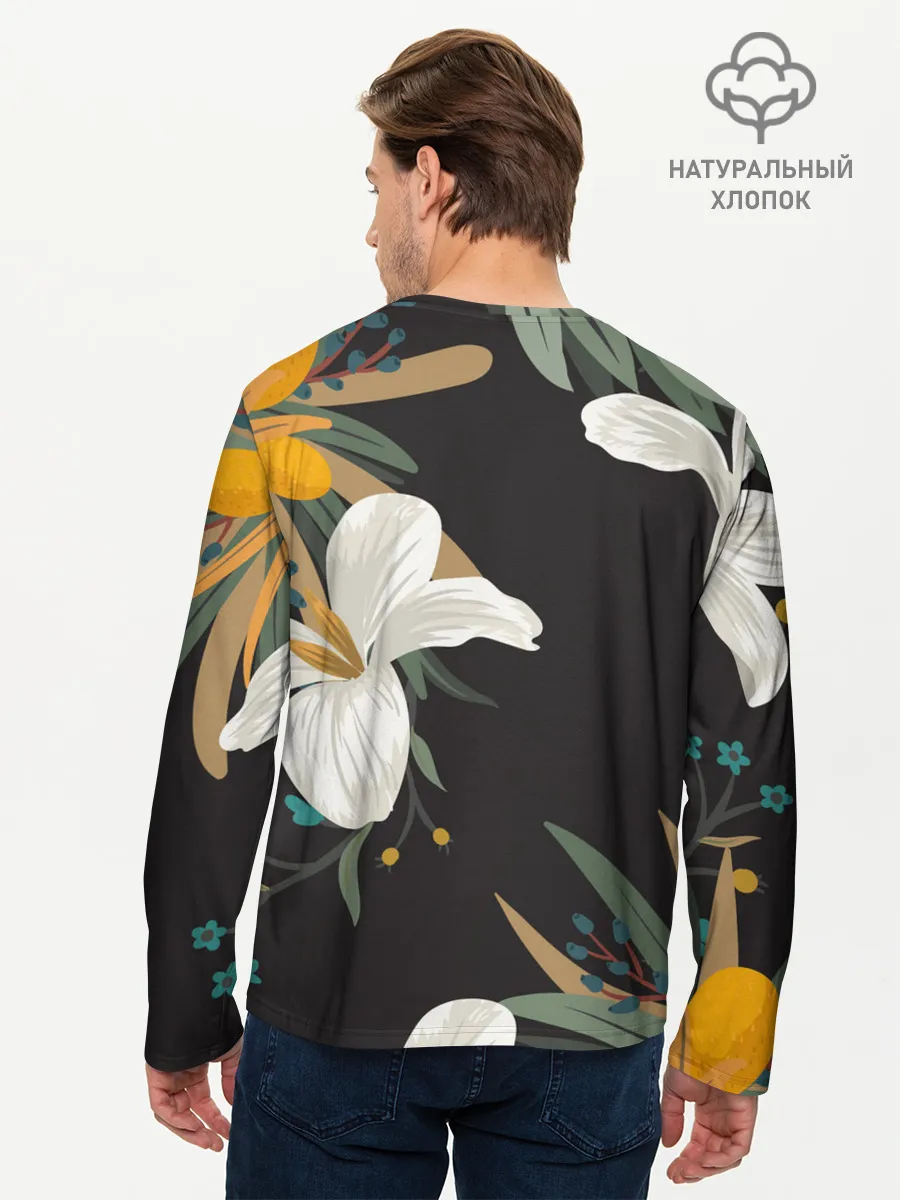 Мужской лонгслив базовый / Цветочный арт