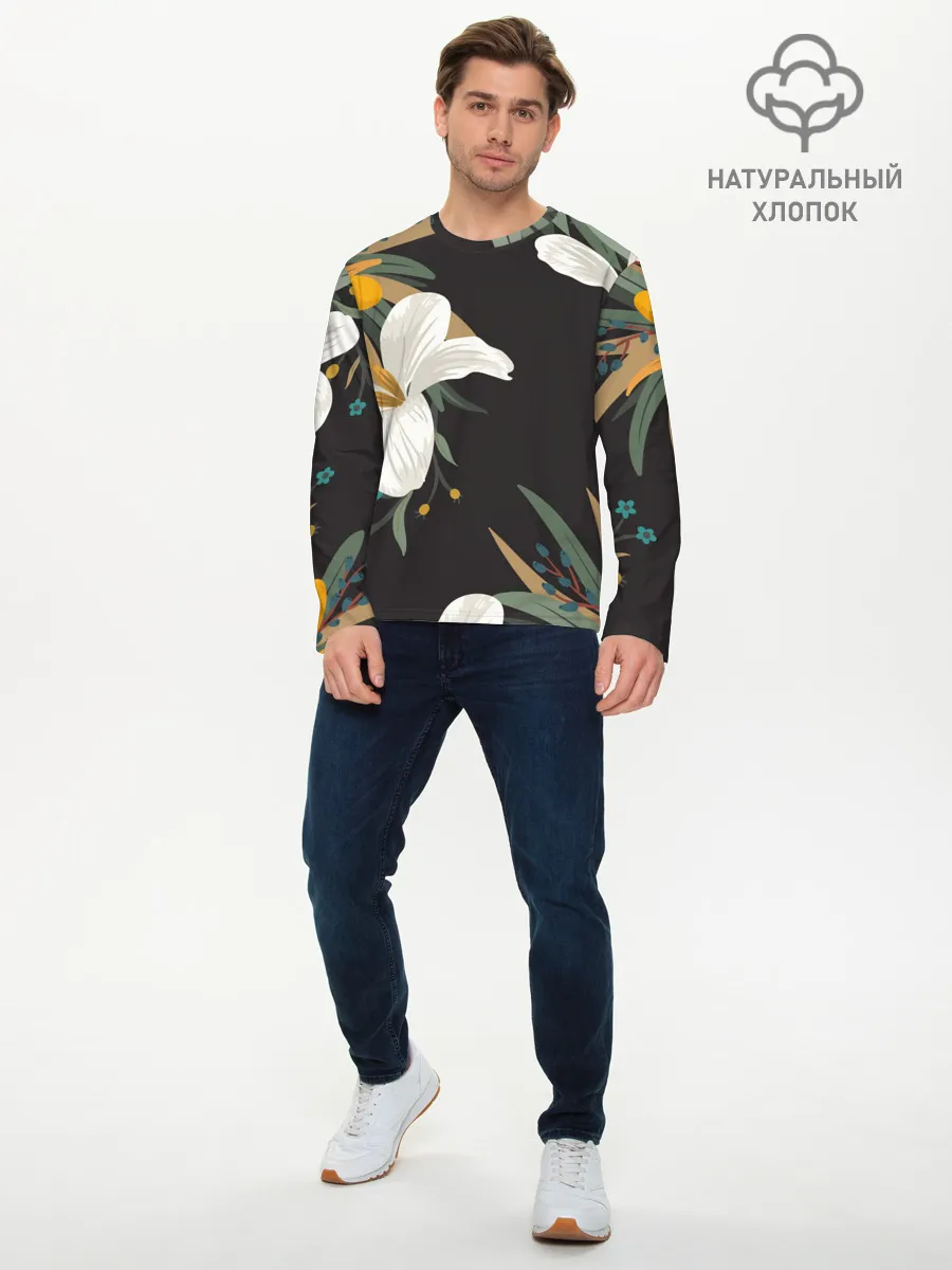 Мужской лонгслив базовый / Цветочный арт