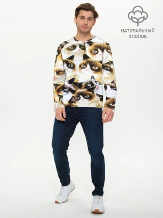 Мужской лонгслив базовый / КОТ МЕМ