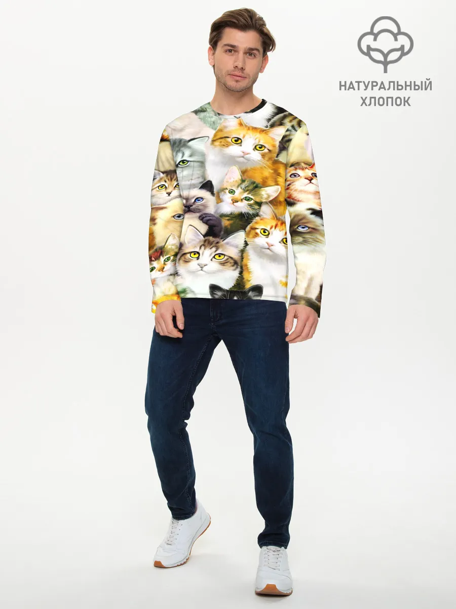 Мужской лонгслив базовый / КОТЫ