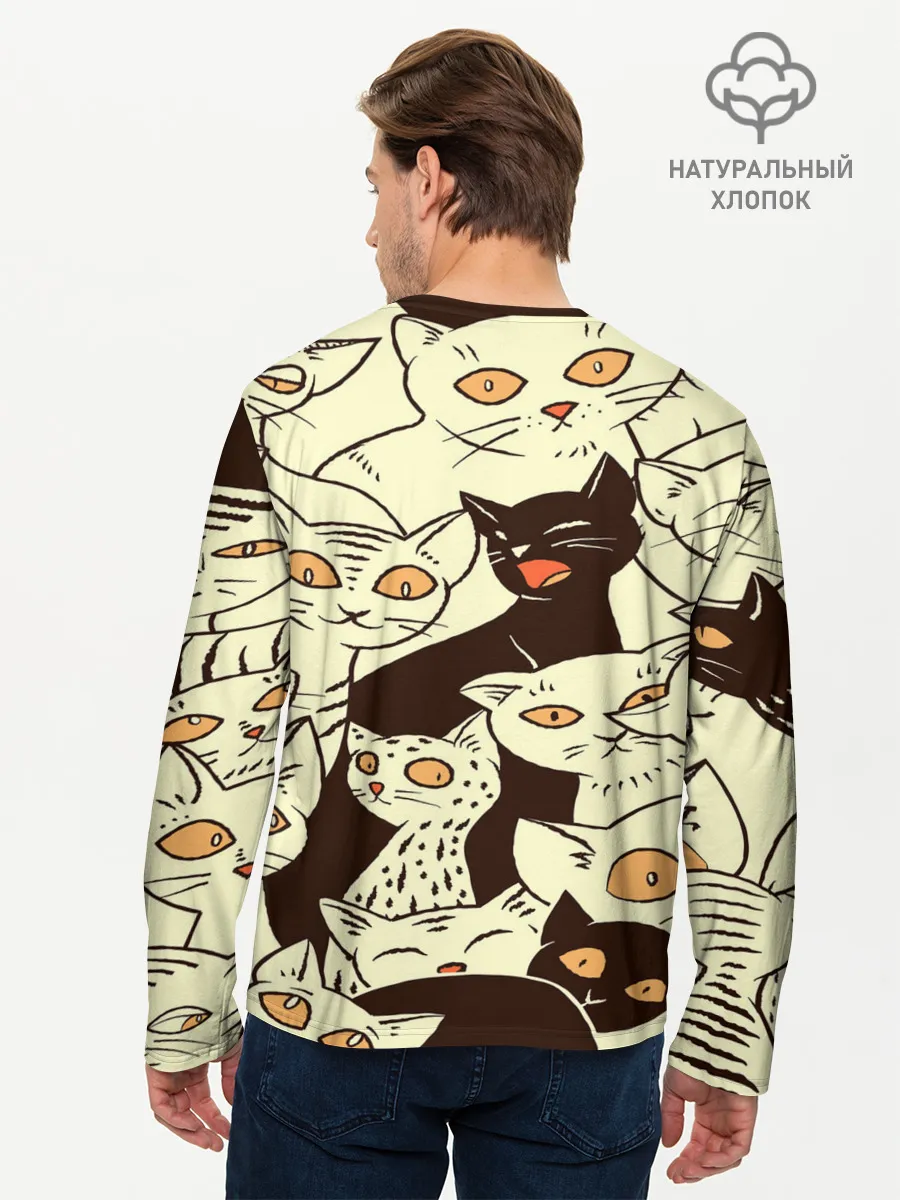Мужской лонгслив базовый / КОТЯТА ПАТТЕРН