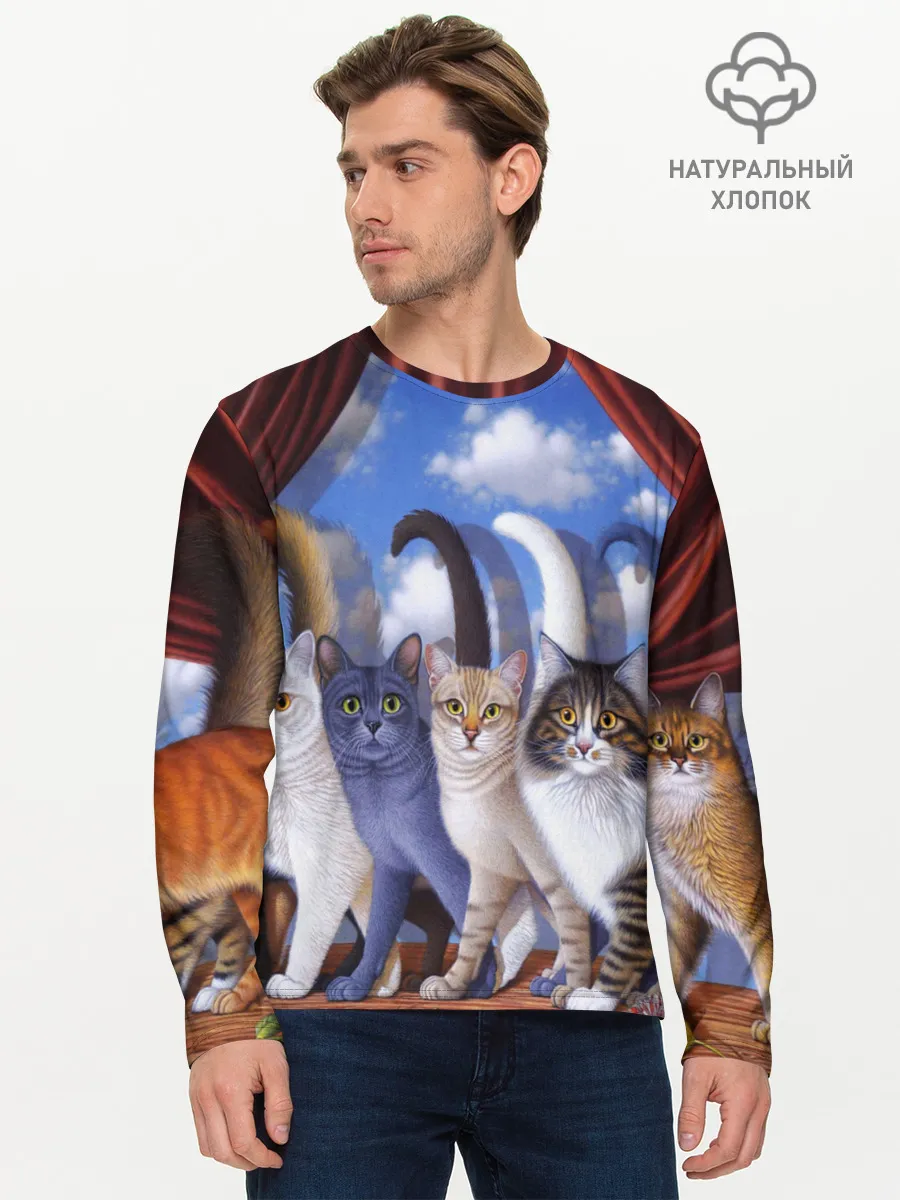 Мужской лонгслив базовый / Коты