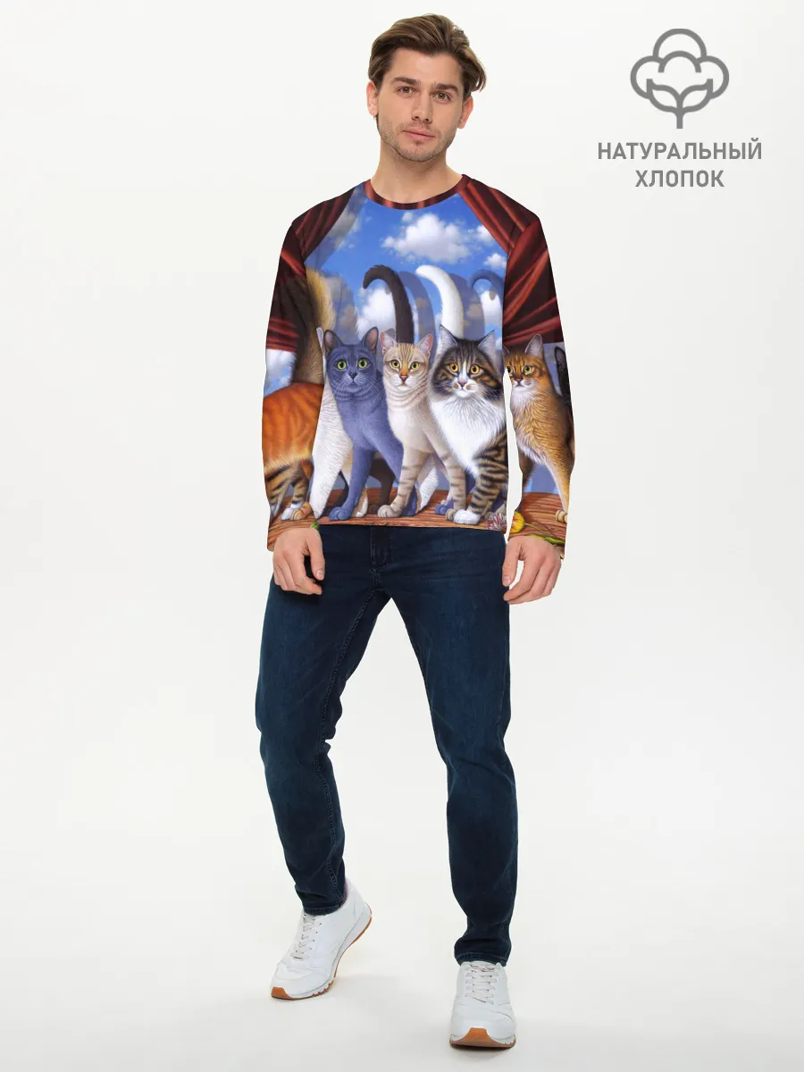 Мужской лонгслив базовый / Коты
