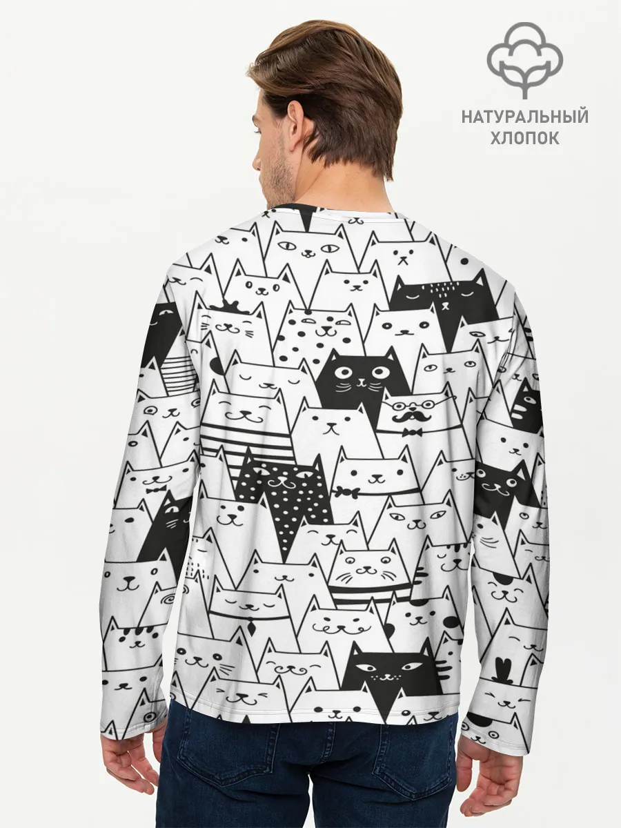 Мужской лонгслив базовый / КОТЫ BLACK