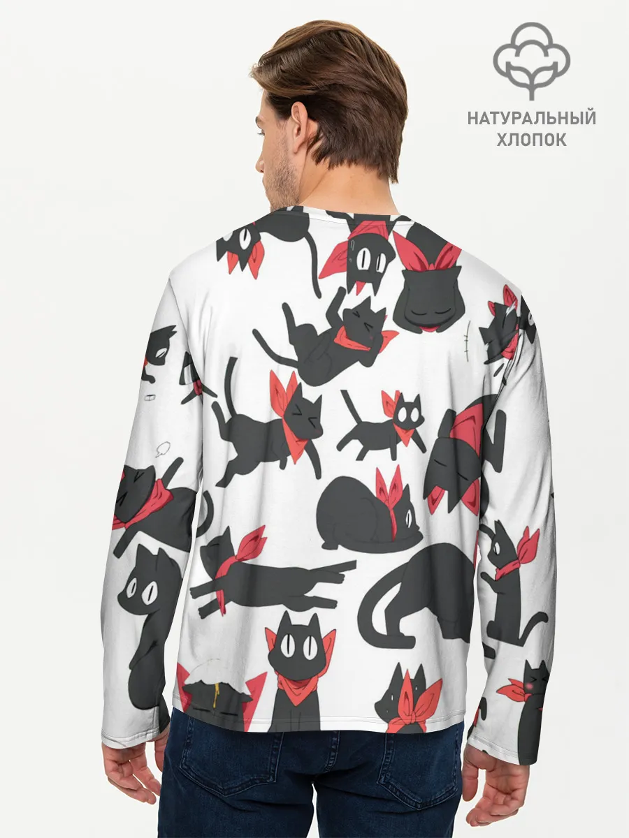 Мужской лонгслив базовый / Черный котик