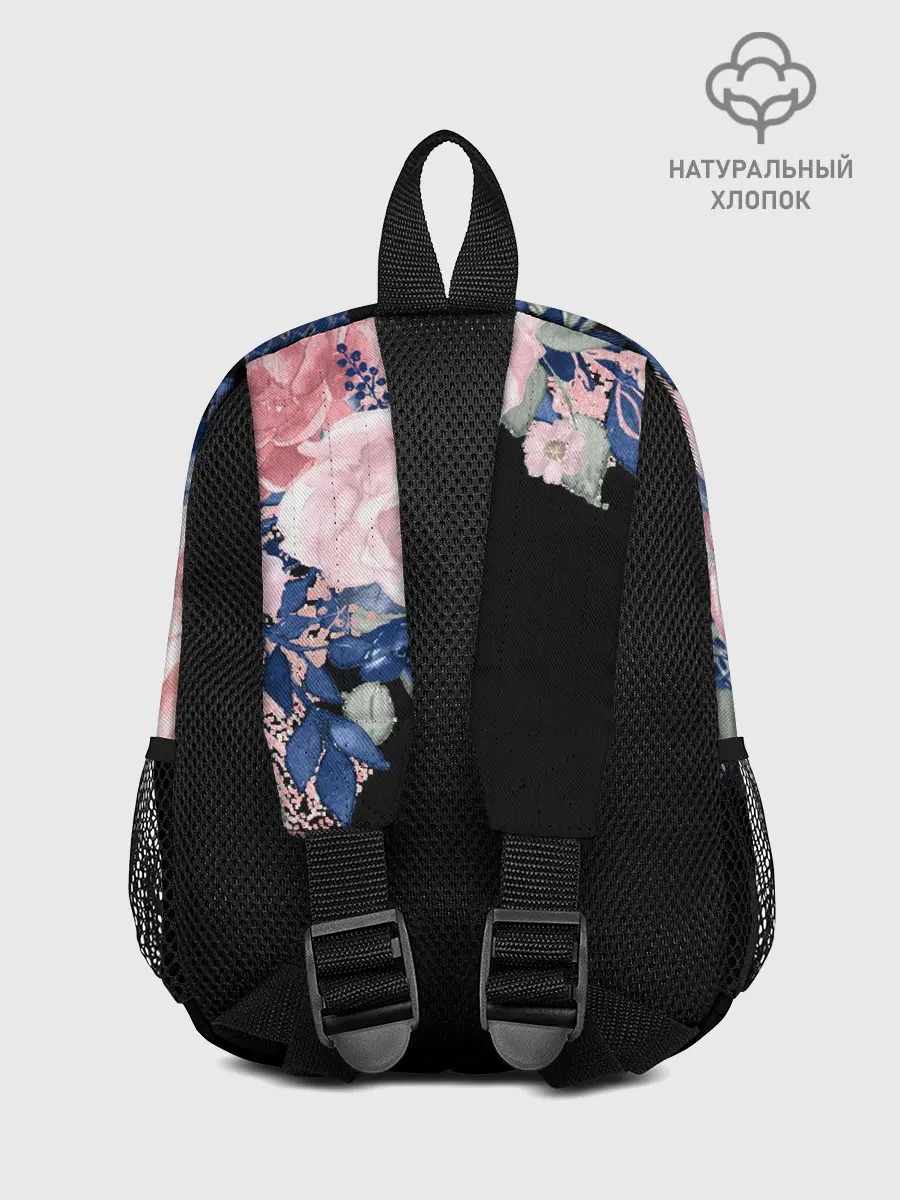 Рюкзак детский / цветы на черном