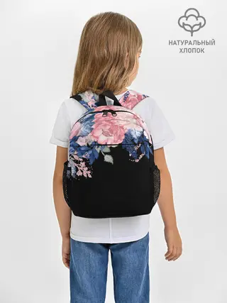 Рюкзак детский / цветы на черном