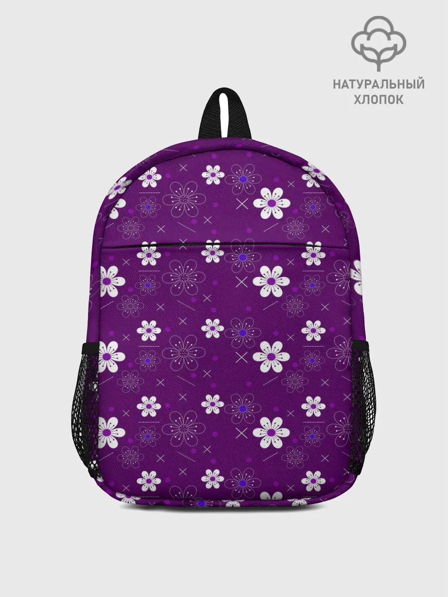Рюкзак детский / узор цветы на фиолетовом фоне