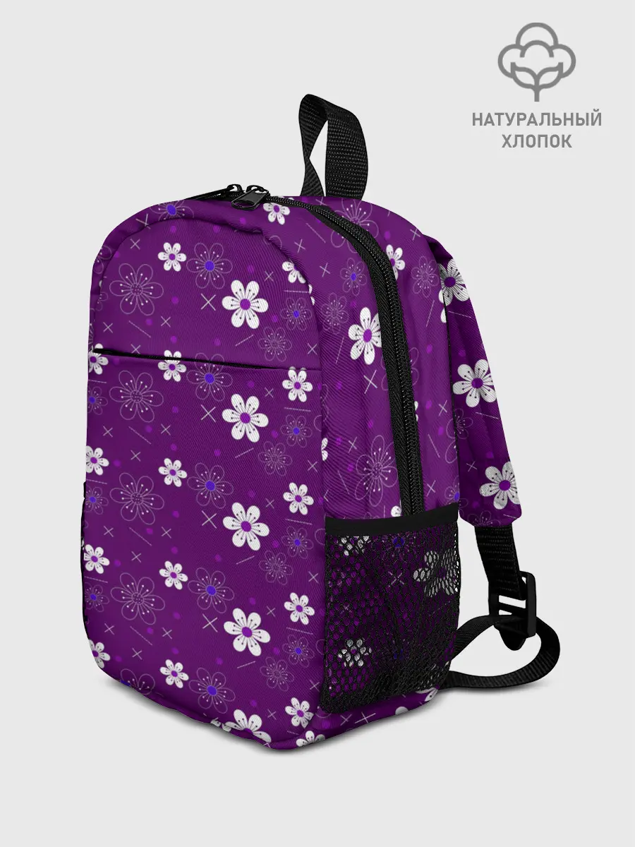 Рюкзак детский / узор цветы на фиолетовом фоне