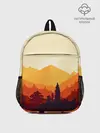 Рюкзак детский / Горы закат пейзаж лиса арт