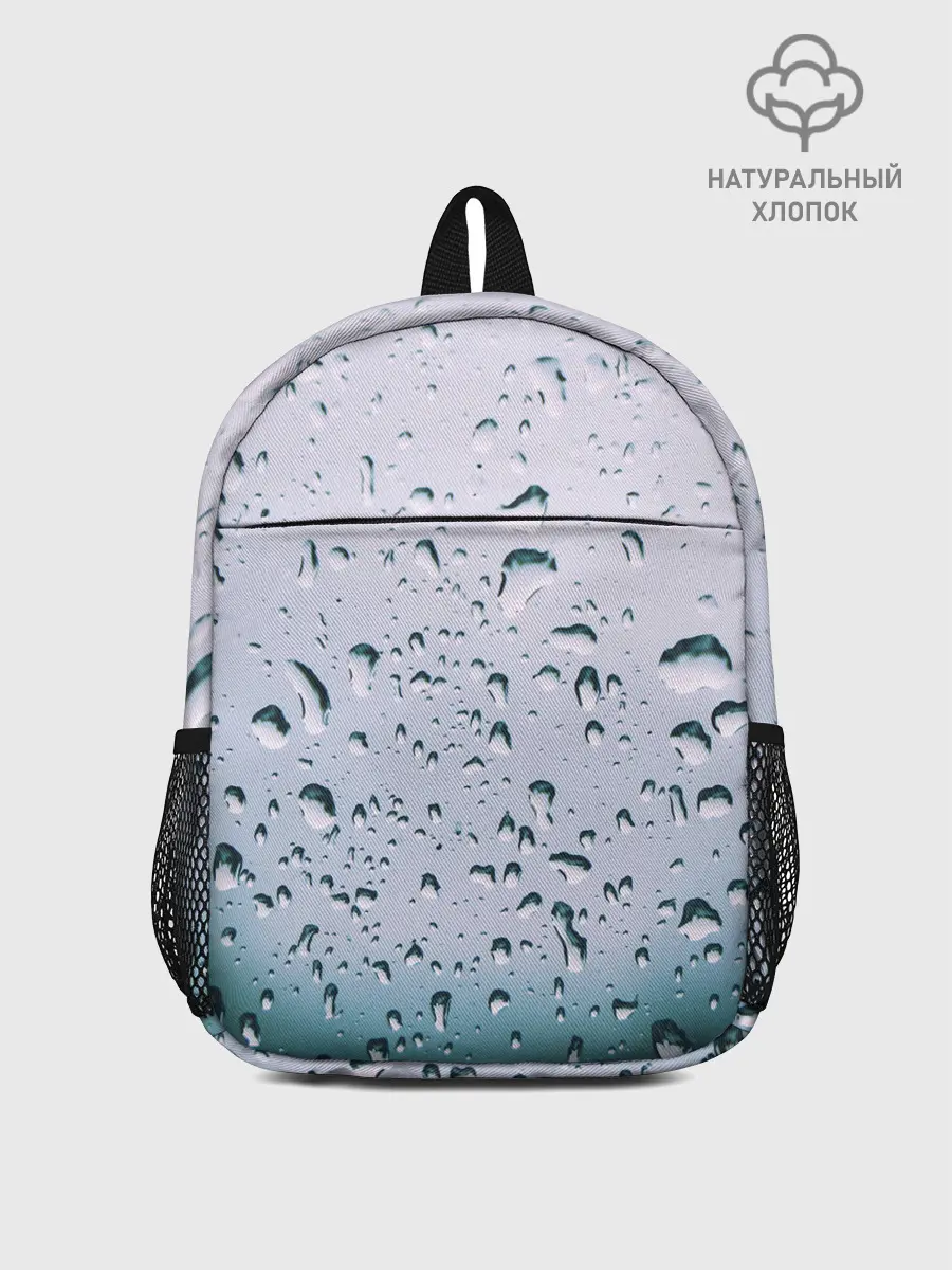 Рюкзак детский / Капли окно стекло дождь серо