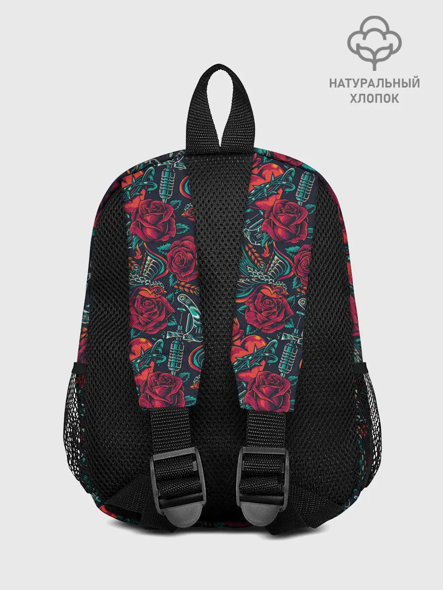 Рюкзак детский / Тату узор розы и машинки