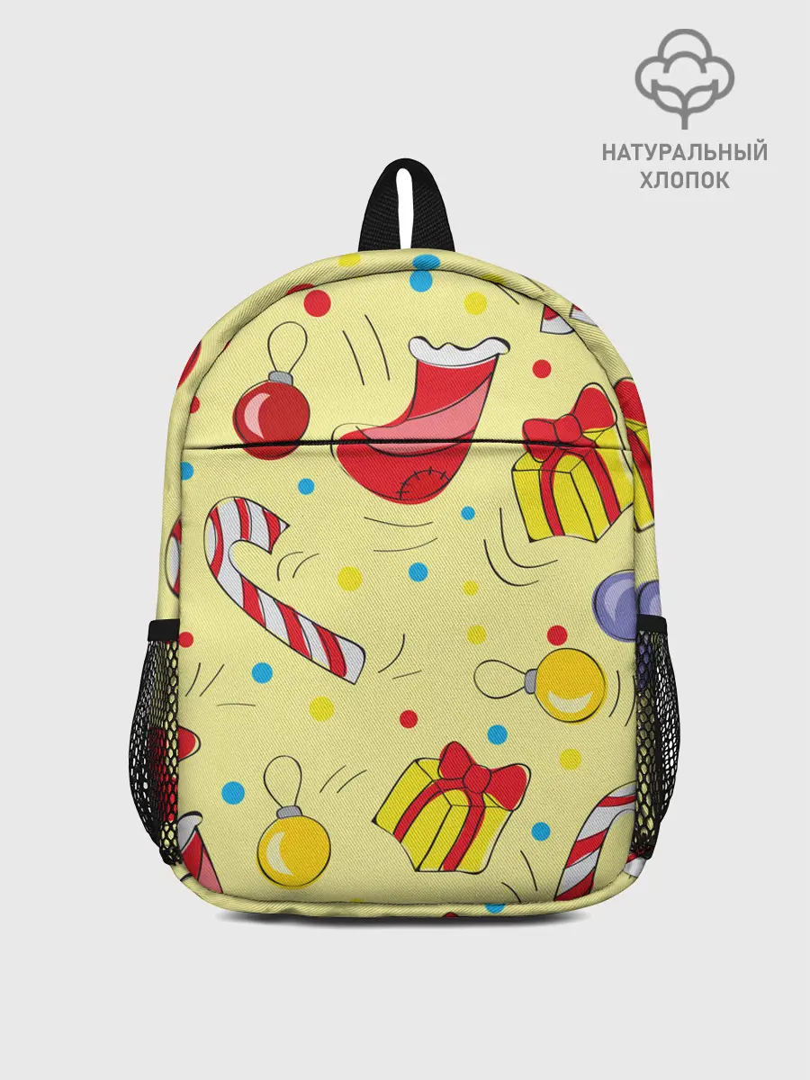 Рюкзак детский / Новогодний узор на желтом фоне