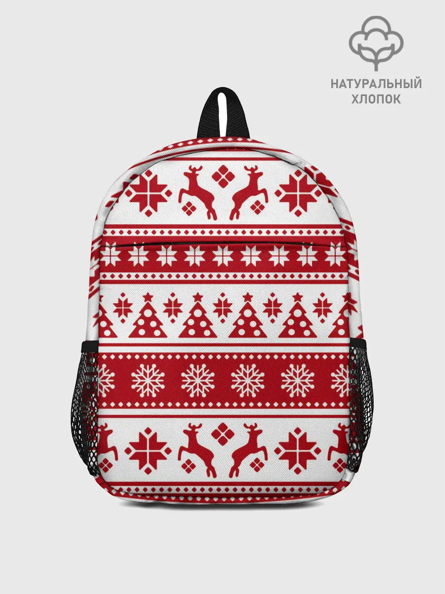 Рюкзак детский / Новый Год | Олени и снежинки