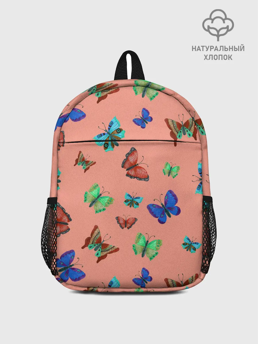 Рюкзак детский / Бабочки на персиковом фоне