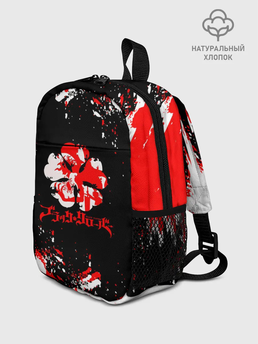 Рюкзак детский / Черный Клевер с ярким красным куском