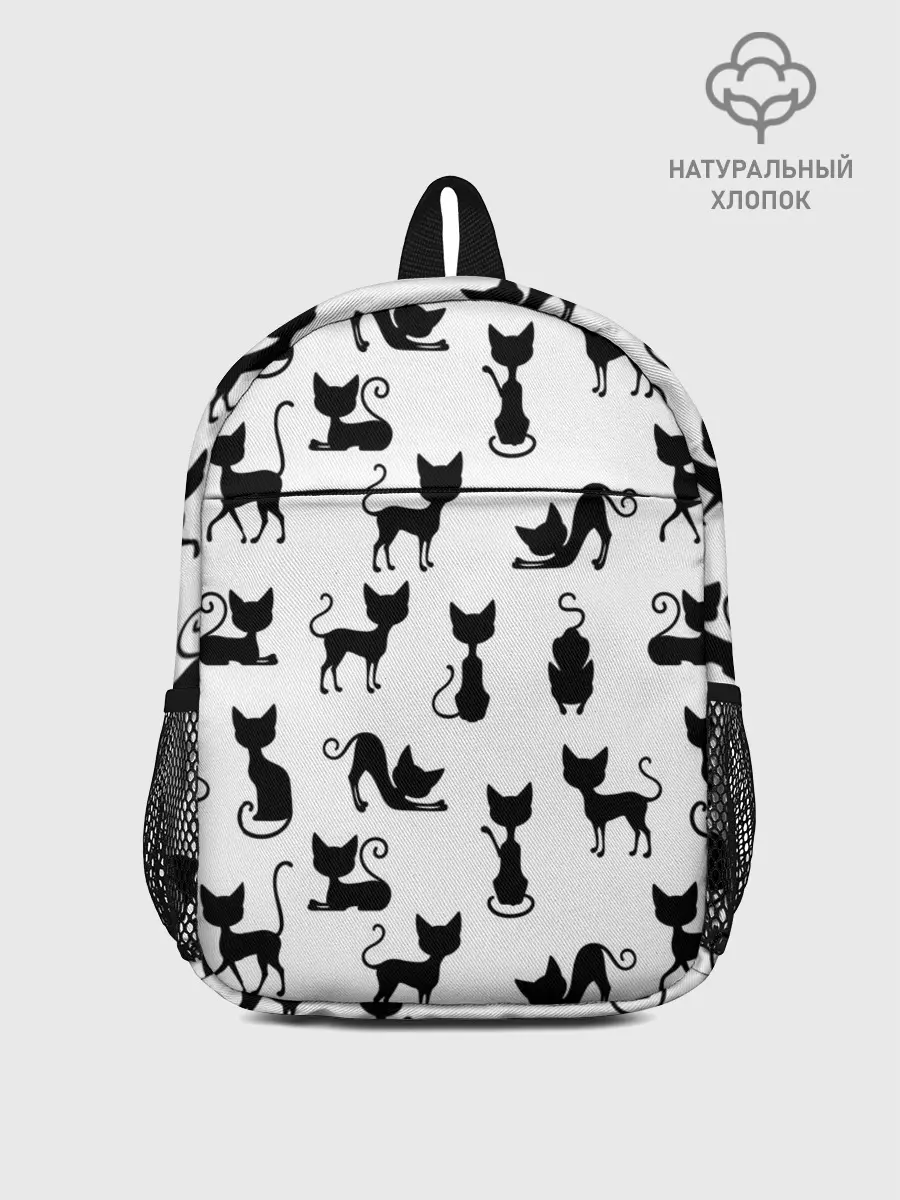 Рюкзак детский / КОШКИ БЕЛОЕ НА ЧЕРНОМ