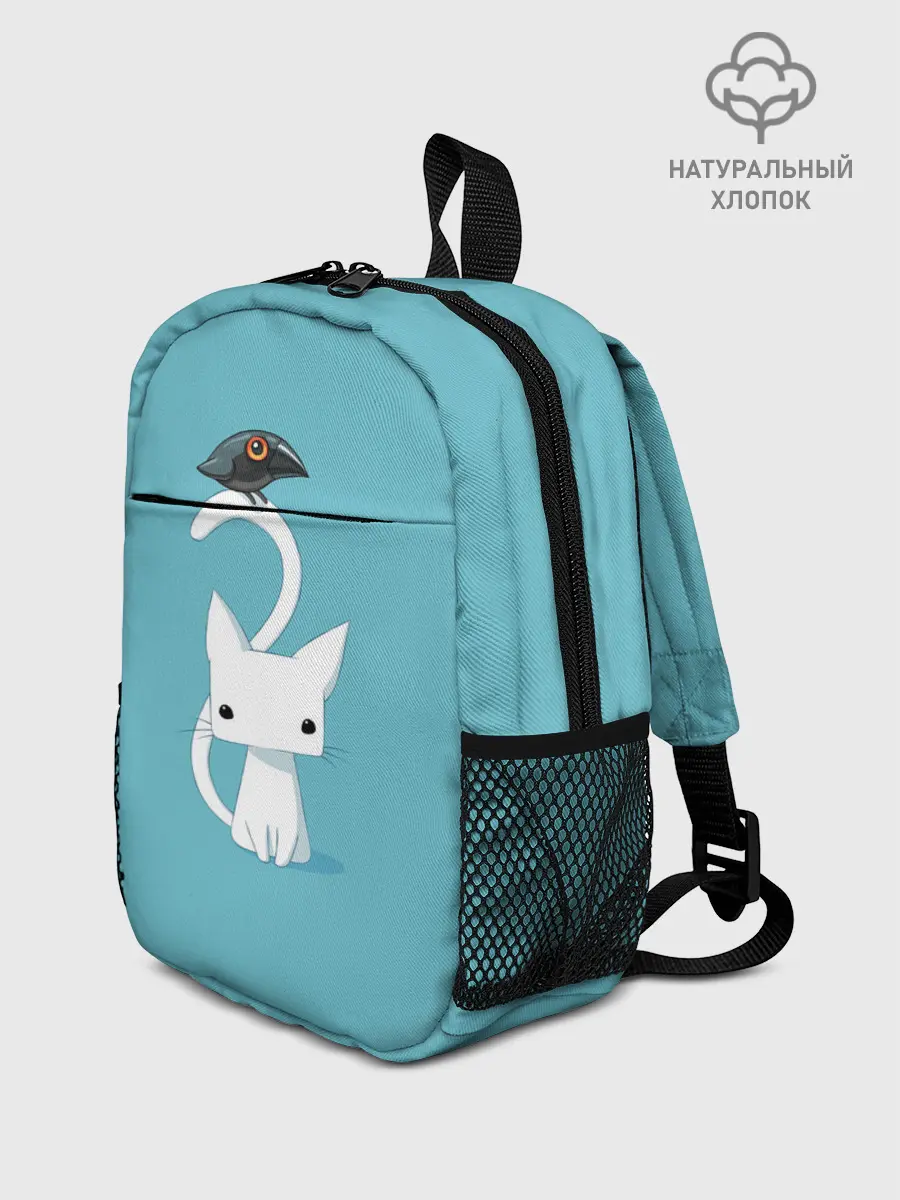 Рюкзак детский / Белый котик и воробушек