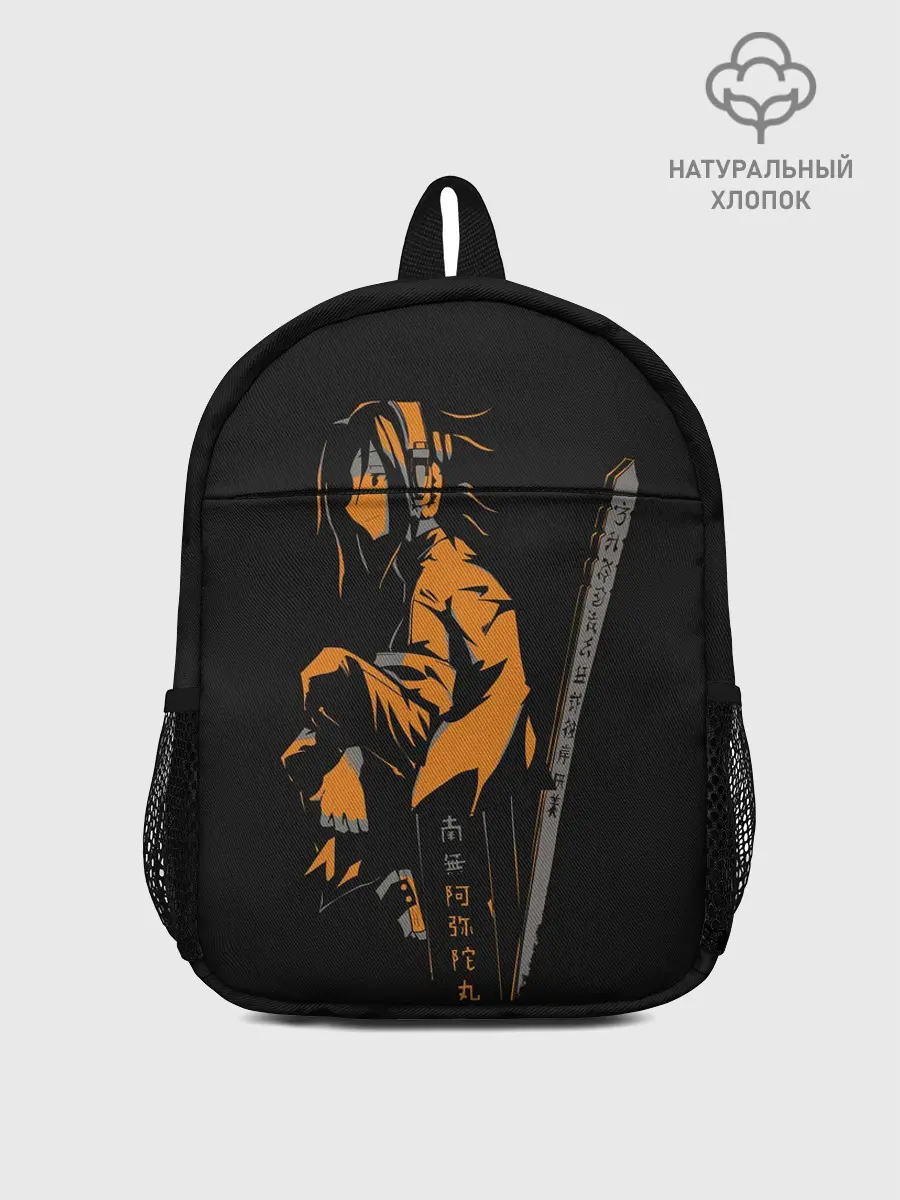 Рюкзак детский / Оранжевая тень Йо Асакуры на черном фоне