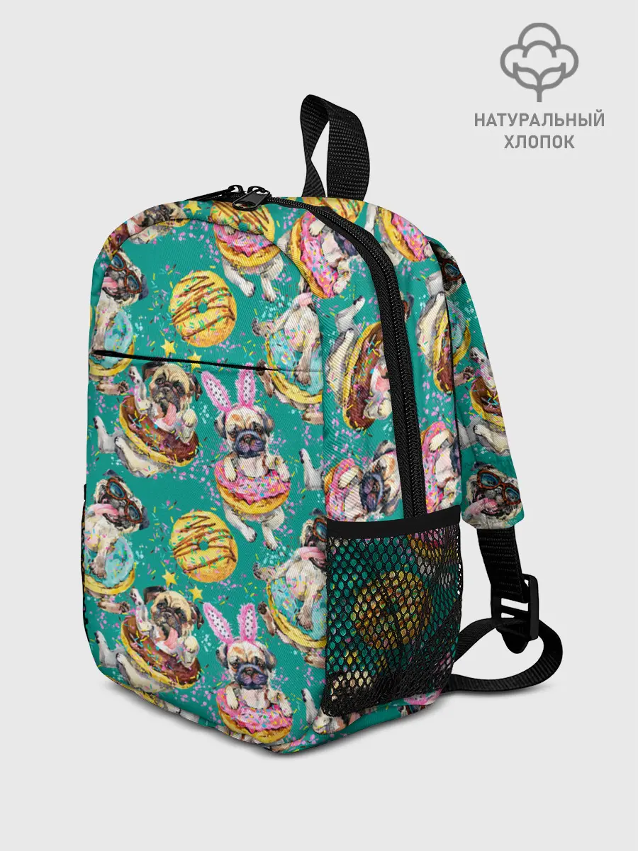 Рюкзак детский / Мопсы в пончиках