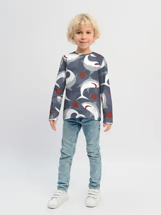 Детский лонгслив / Акулы