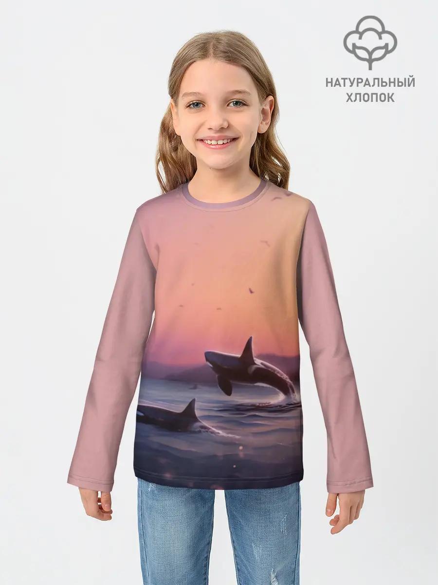 Детский лонгслив / касатки