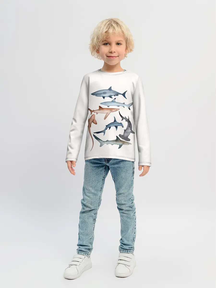Детский лонгслив / акулы