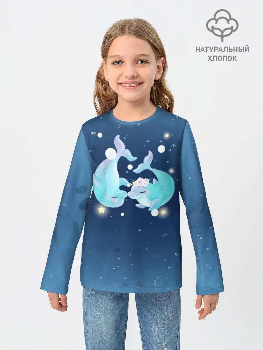 Детский лонгслив / Два дельфина